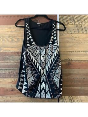 Express Black sequin tank top - Sz Medium